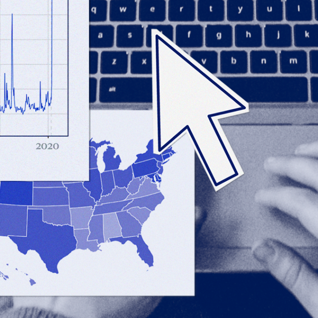 collage of graphs and an image of a computer