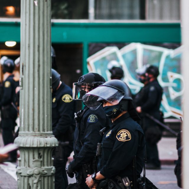 Police on a city street