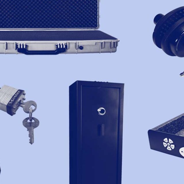Collage of secure gun storage devices